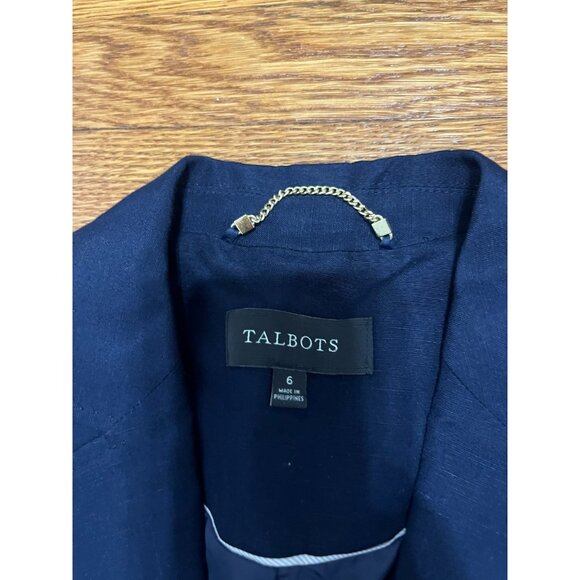 Talbots Linen Blend Blazer 1 Button Sport Jacket Navy Blue Women's Size 6 - Picture 2 of 4